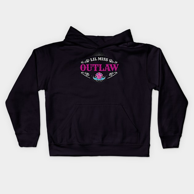 Lil Miss Outlaw with Colorful Cowgirl Boots Kids Hoodie by Reid Walley